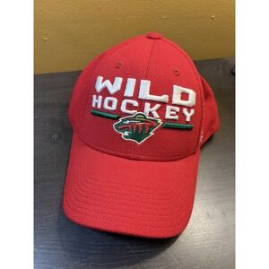 Minnesota Wild Cap Hat Reebok Center Ice Red Fitted S/M Logo NHL Hockey